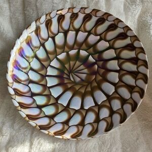 Murano Iridescent Spiral Large Ceramic Bowl